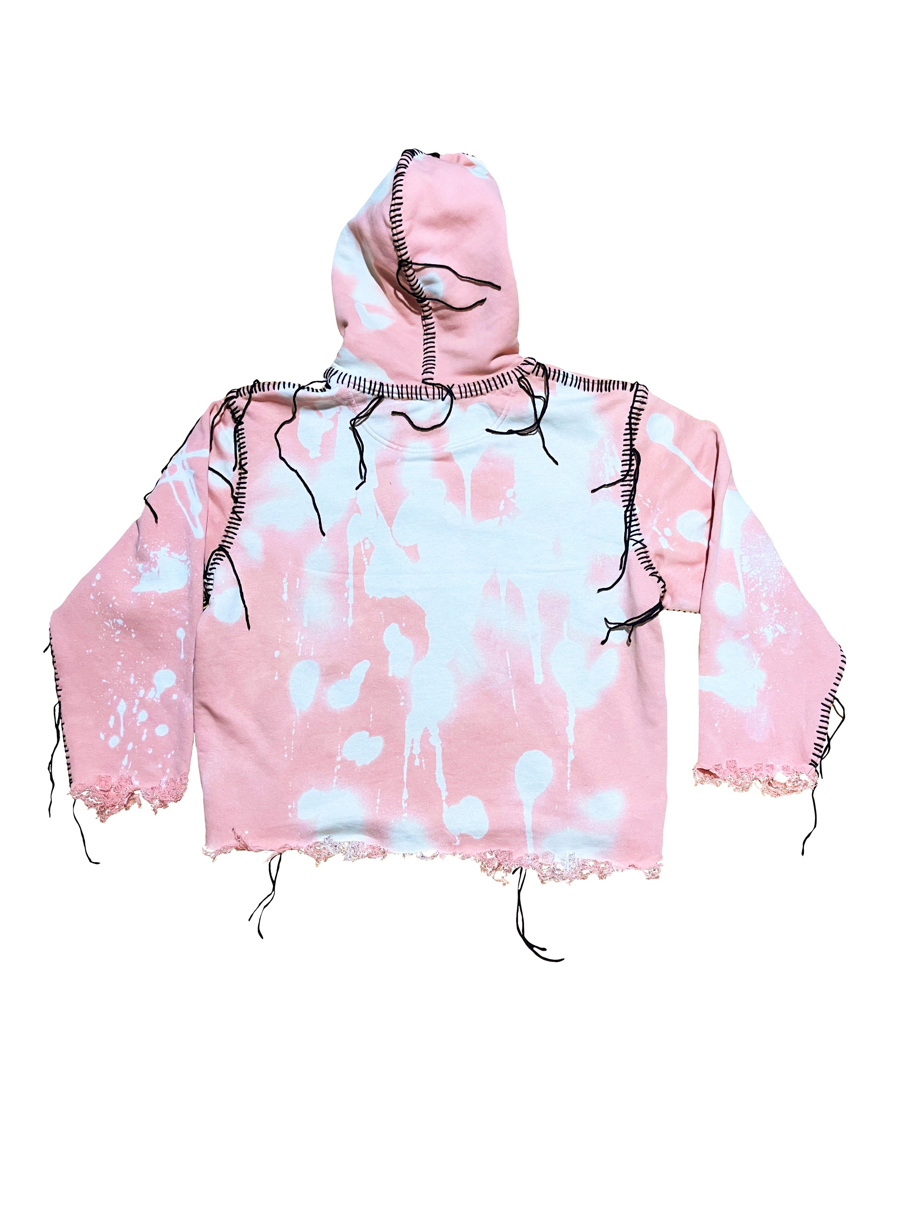 THE END IS NEAR DISTRESSED PINK LOGO HOODIE