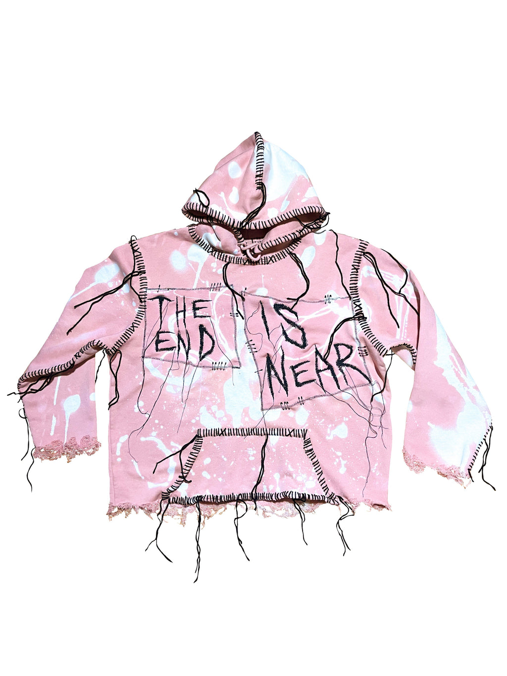 THE END IS NEAR DISTRESSED PINK LOGO HOODIE